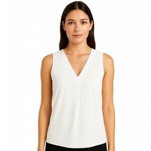 White House Black Market V-Neck Shell Top in White – EUC Size 0